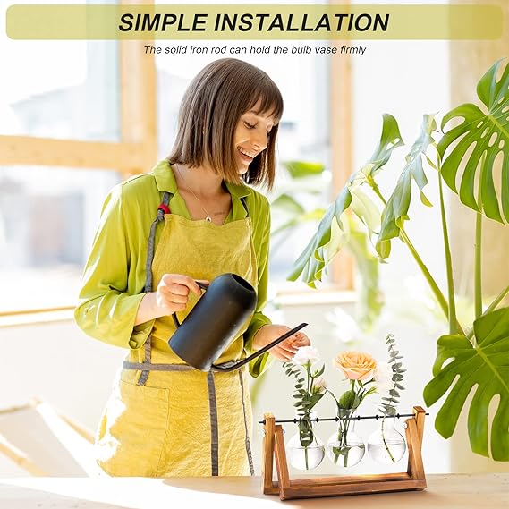 FLOWER Plant Terrarium with Wooden Stand