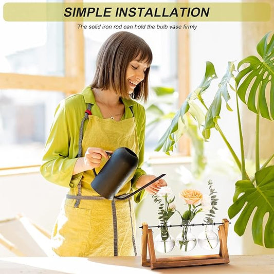 FLOWER Plant Terrarium with Wooden Stand