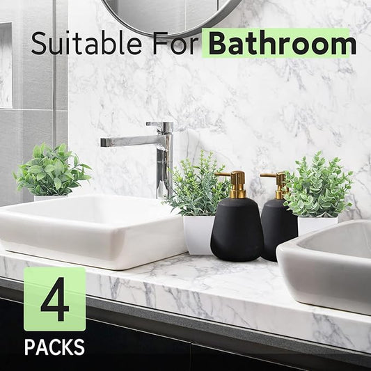 4 Pack Fake Plants Mini Artificial Greenery Potted Plants