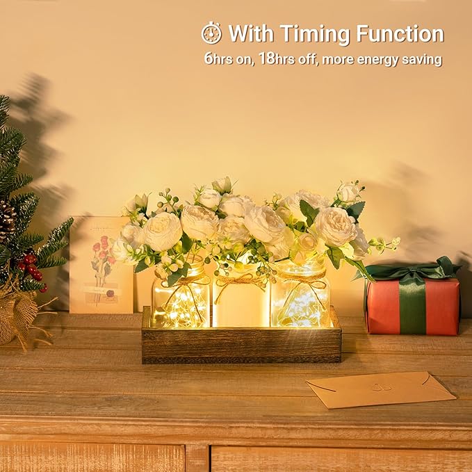 Mason Jar Lights Centerpiece Table Decor