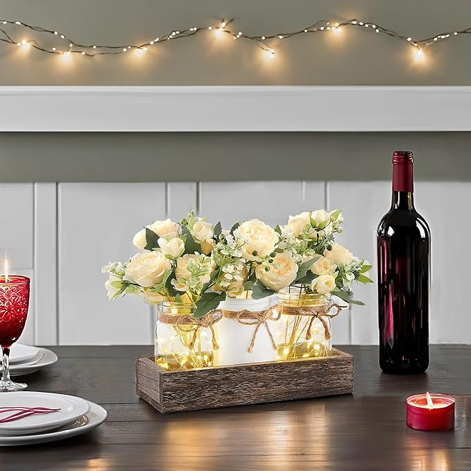 Mason Jar Lights Centerpiece Table Decor