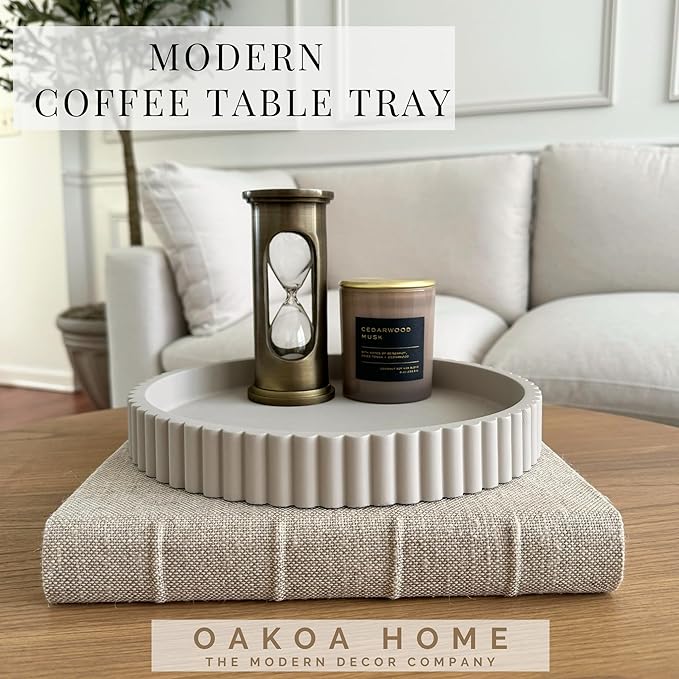 Round Decorative Tray for Coffee Table Decor