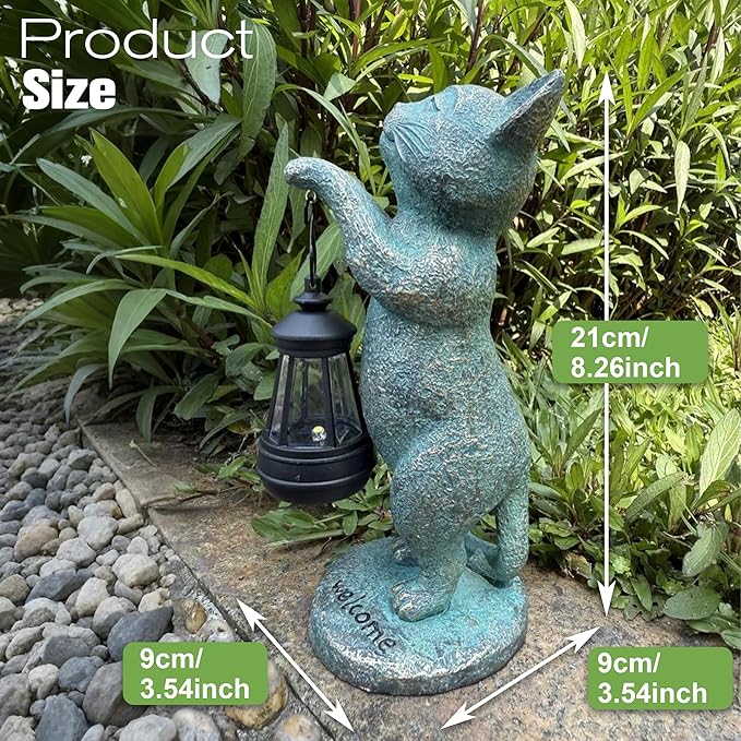 Cat Statues for Garden Solar Lantern