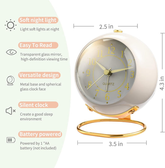 Retro Backlight Cute Simple Design Small Desk Clock