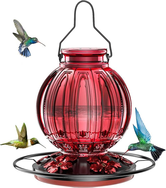 Glass Hummingbird Feeder for Outdoors Hanging